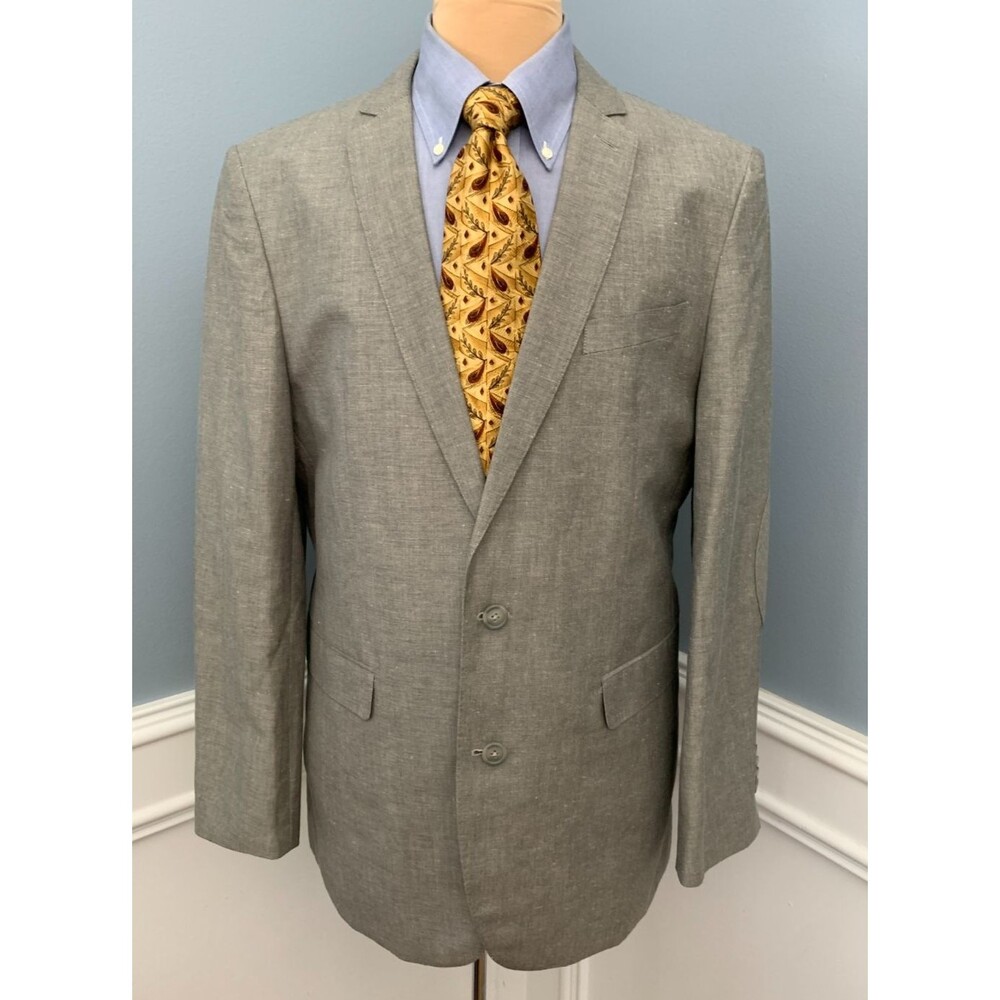 Kenneth Cole Blazer Mens 42L Linen Twill Textured Jacket Sportcoat